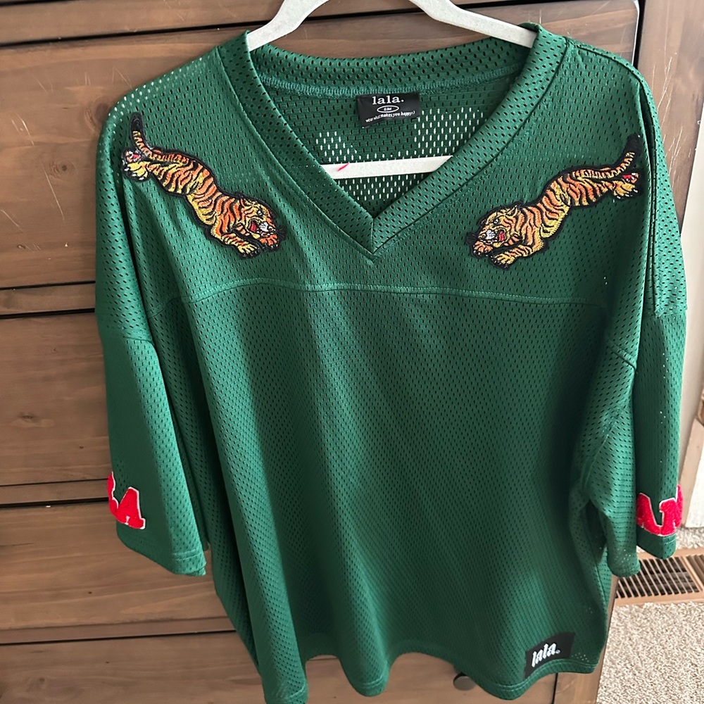 Dressed in Lala Way To Go Tiger Jersey in Forest Green